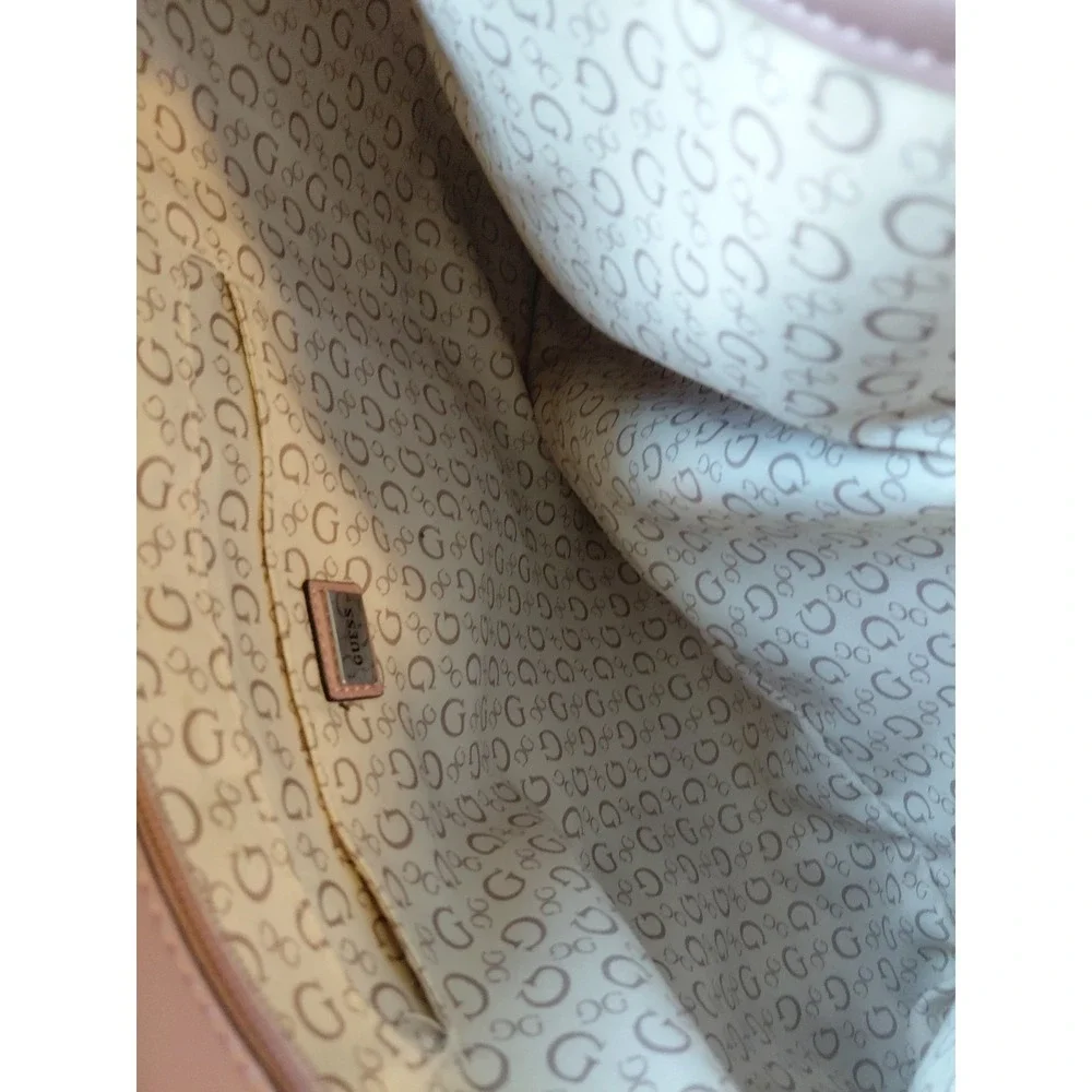 GUESS Pink And Tan Tote Shoulder Bag with Structured Design New